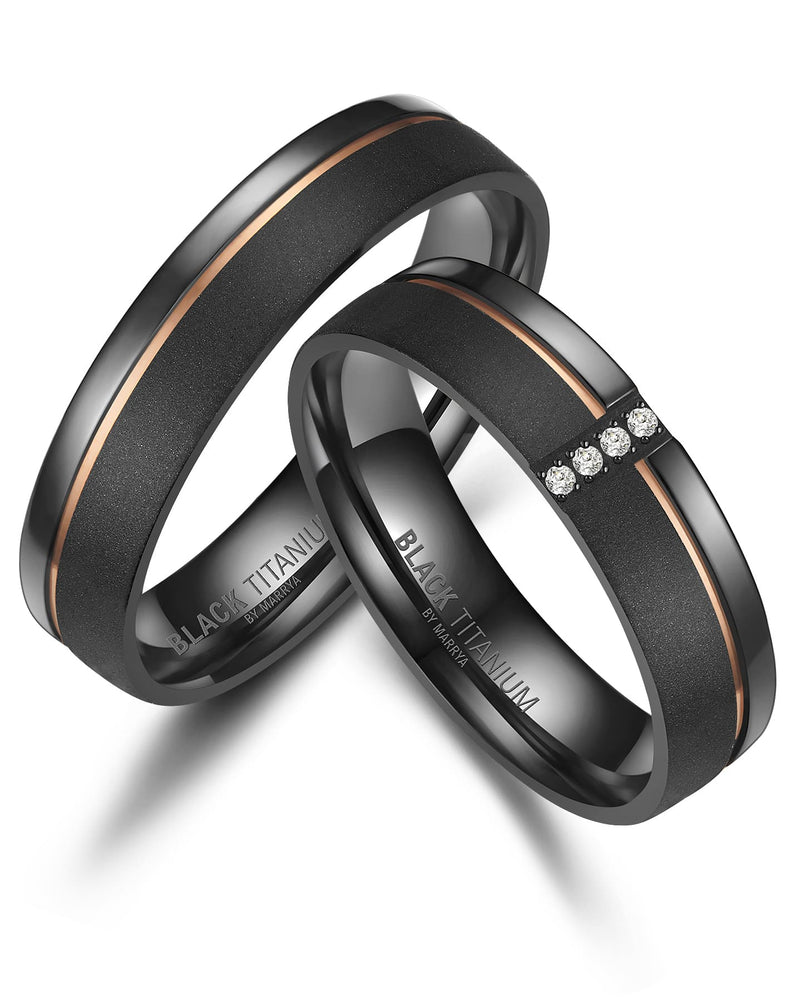 Black Titanium & Rose Gold PVD 5mm Ladies Ring