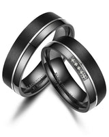 Black Titanium Polished and Matted Finish 6mm Mens Ring