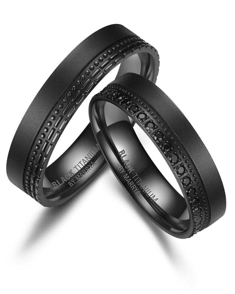 Black Titanium Matted Finish 5mm Mens Ring