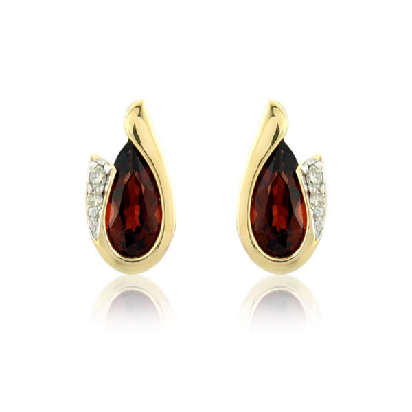 9ct Gold Diamond and Garnet Earrings