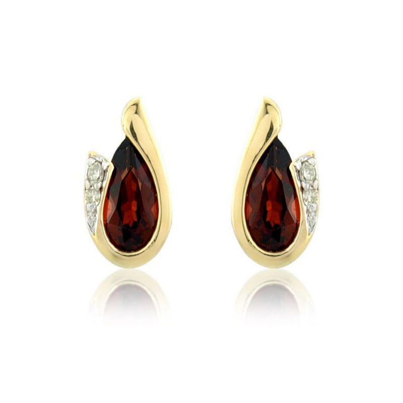 9ct Gold Diamond and Garnet Earrings