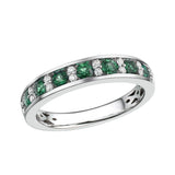 18ct White Gold Diamond & Emerald Ring