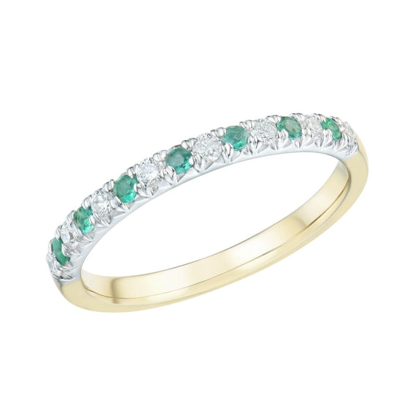18ct Gold 0.18ct Diamond & 0.16ct Emerald Ring