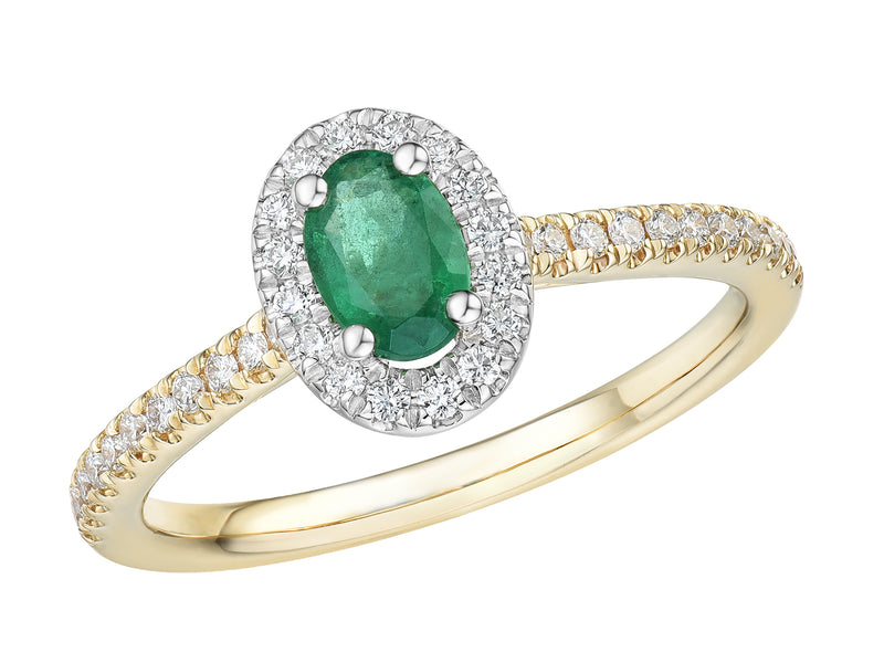 18ct Gold 0.47ct Emerald & 0.25ct Diamond Cluster Ring