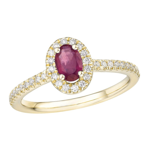 18ct Gold Diamond and Oval Ruby Ring