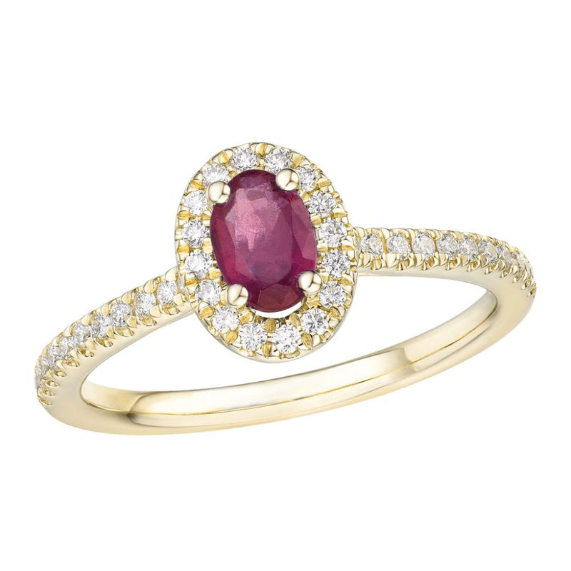 18ct Gold Diamond and Oval Ruby Ring