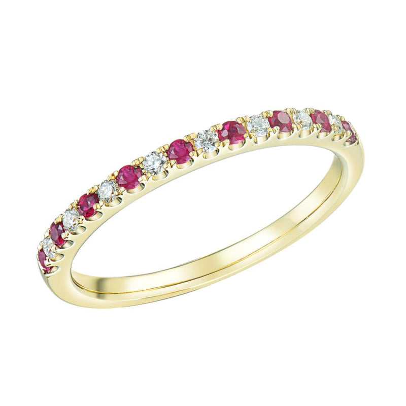 18ct Gold Diamond & Ruby Ring Band