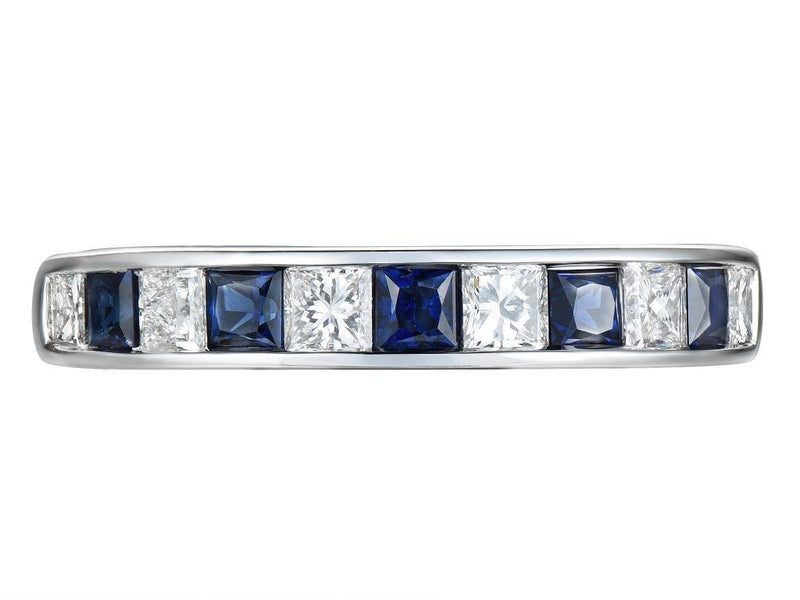18ct White Gold Diamond & Sapphire Ring