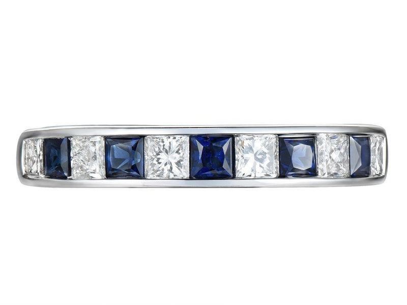 18ct White Gold 0.66ct Sapphire and 0.57ct Diamond Eternity Ring