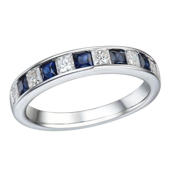 18ct White Gold Diamond & Sapphire Ring