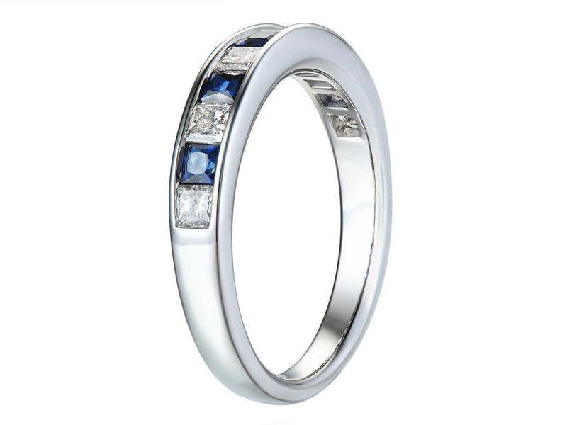 18ct White Gold Diamond & Sapphire Ring