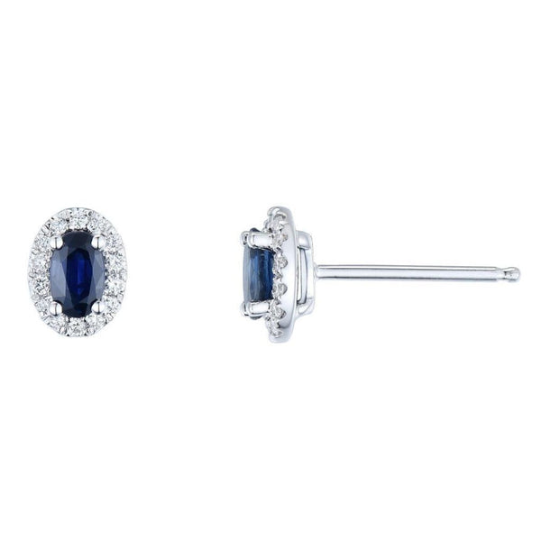 18ct White Gold 0.14ct Diamond & 0.70ct Sapphire Earrings