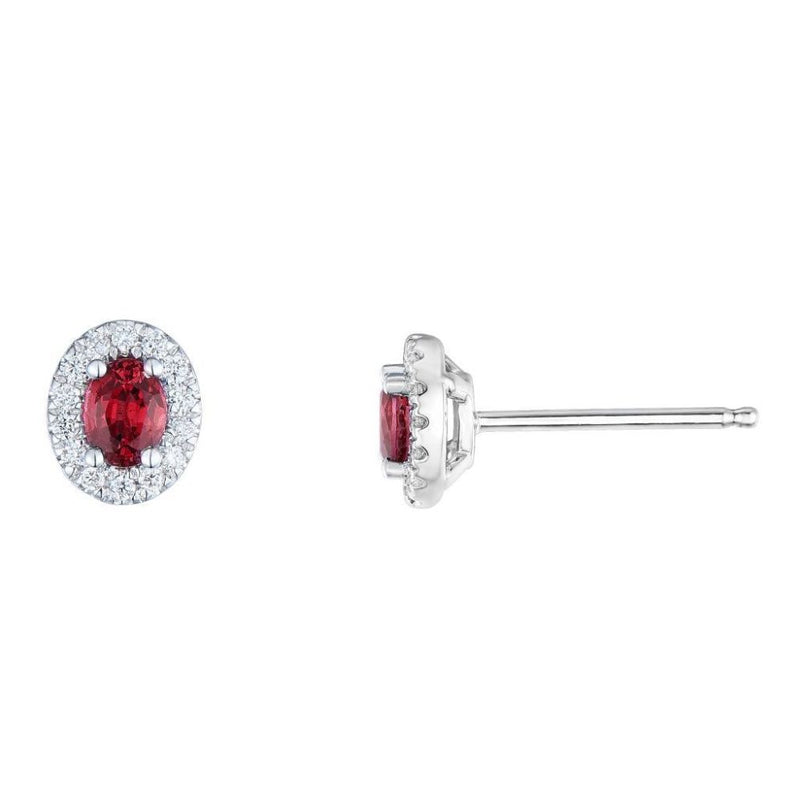 18ct White Gold 0.11ct Diamond & 0.50ct Ruby Earrings