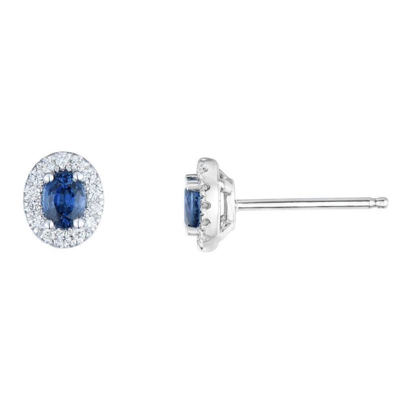 18ct White Gold 0.11ct Diamond & 0.50ct Sapphire Earrings