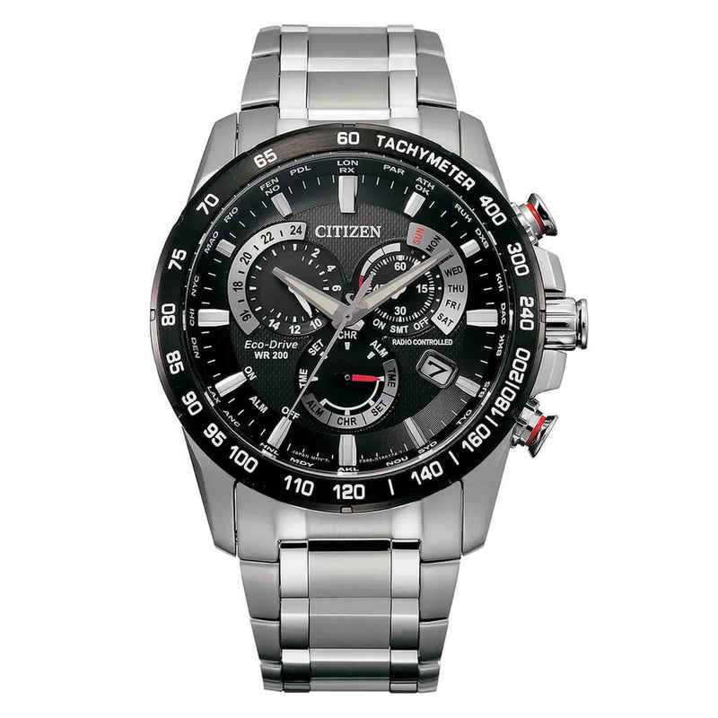 Citizen Perpetual Chrono A.T Eco Drive Silver Steel 43mm Mens Watch CB5898-59E