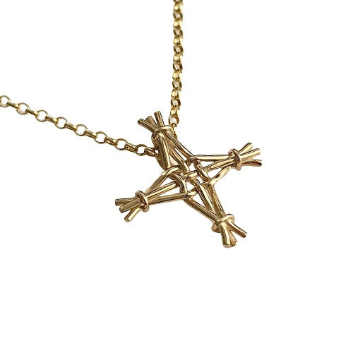 Martina Hamilton 9ct Gold St Brigid's Woven Reed Cross Necklace