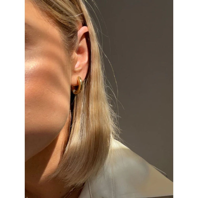 Carat London Sterling Silver Gold Plated Hale Hoop Earrings
