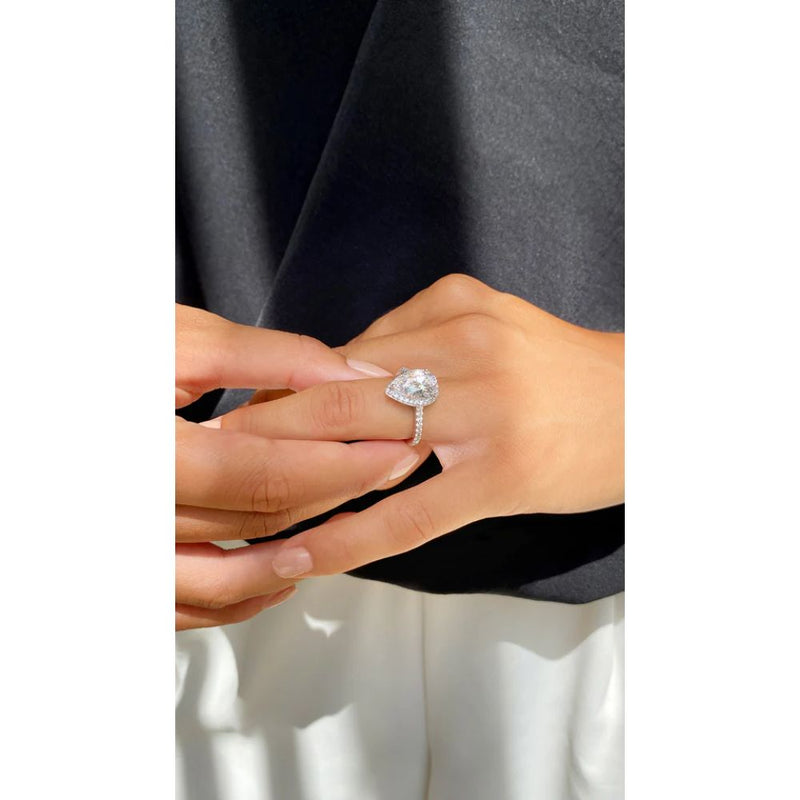 Carat London Sterling Silver Luella Pear Borderset Ring