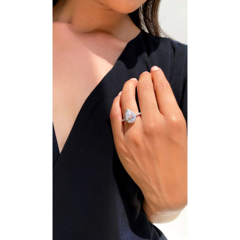 Carat London Sterling Silver Luella Pear Borderset Ring