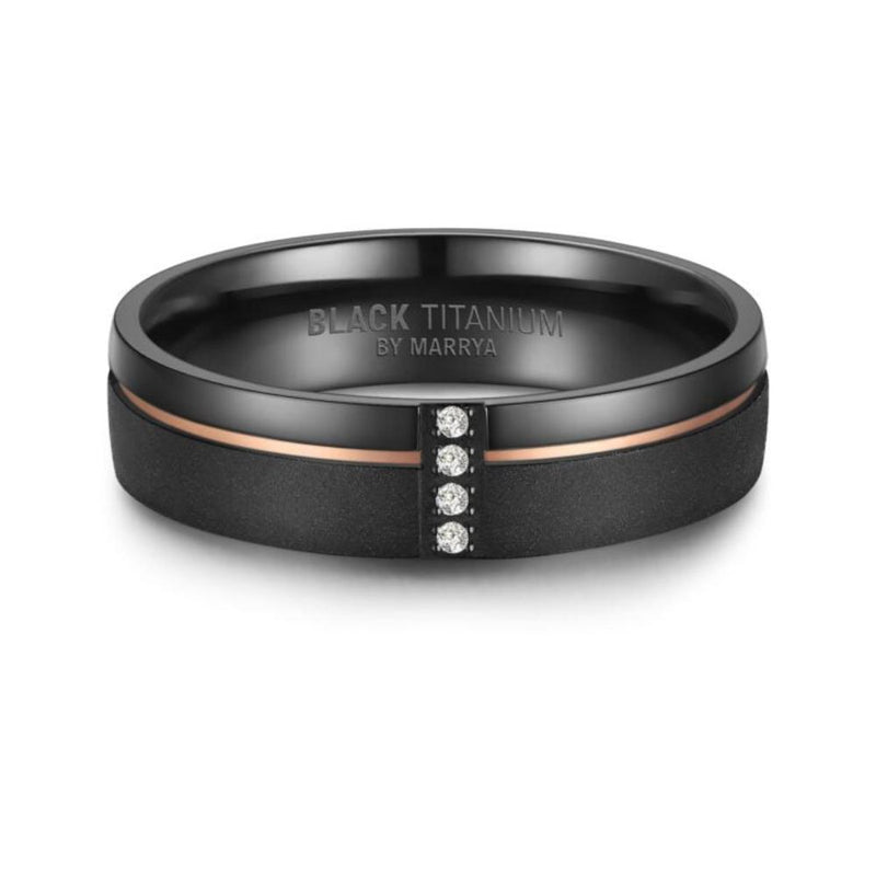 Black Titanium & Rose Gold 5mm Ladies Ring