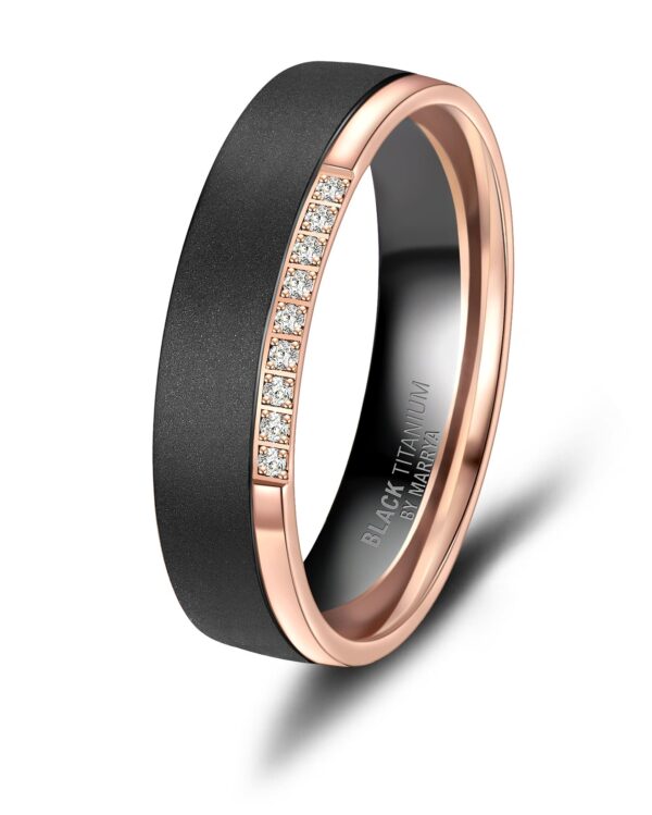 Black Titanium & Rose Gold Edge 5mm Ladies Ring