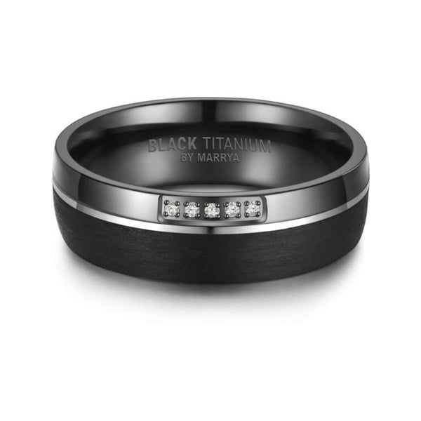 Black Titanium Polished and Matted Finish 6mm Ladies Ring