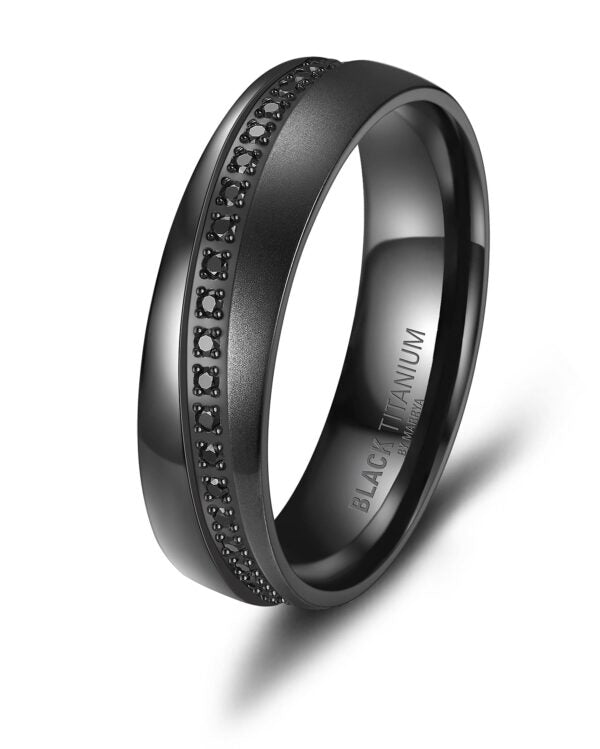 Black Titanium Polished Finish 5mm Mens Ring