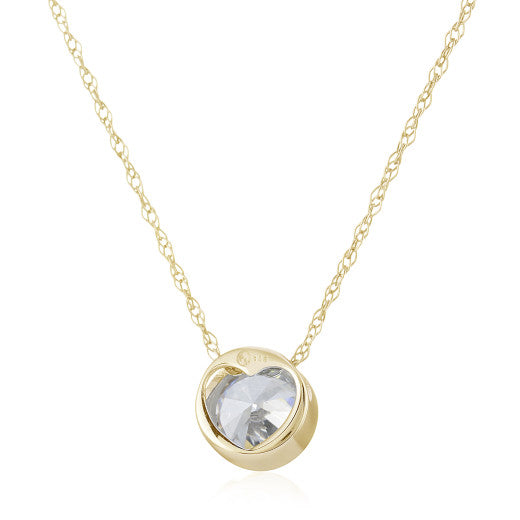 9ct Gold Cubic Zirconia Hidden Heart Necklace