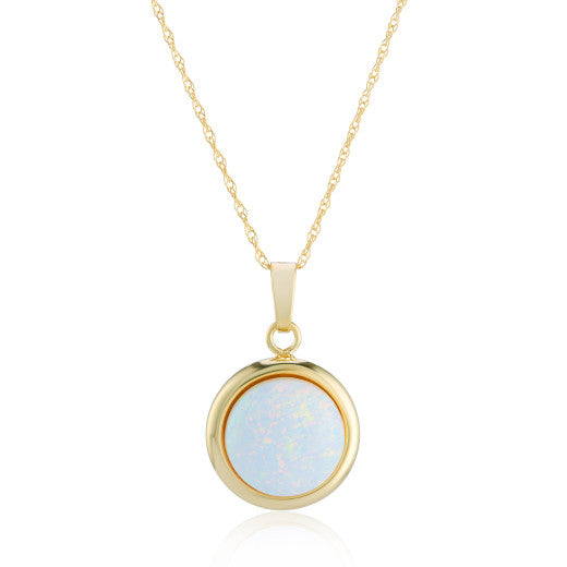 9ct Gold Created Opal Domed Necklace