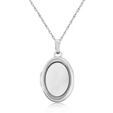 Sterling Silver Mother of Pearl Oval Locket Necklace