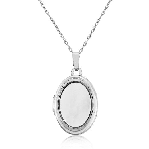 Sterling Silver Mother of Pearl Oval Locket Necklace