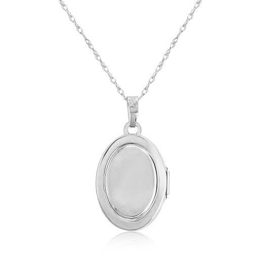 Sterling Silver Mother of Pearl Oval Locket Necklace