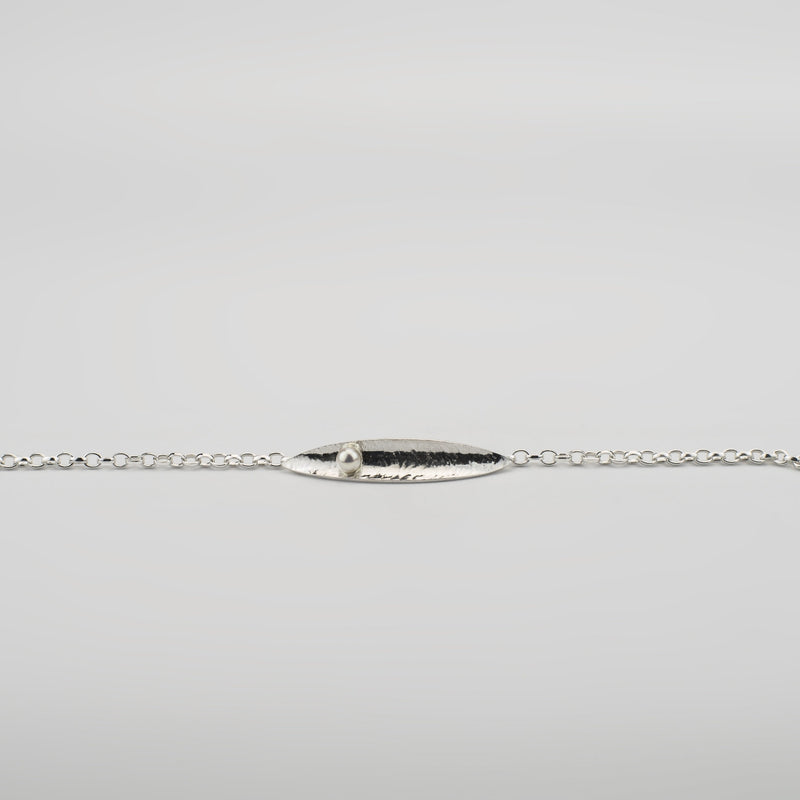 Martina Hamilton Leaf and Pearl Silver Bracelet