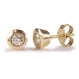 9ct Gold Diamond Rubover Bezel Stud Earrings