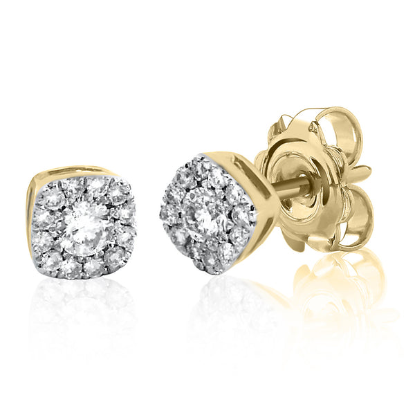9ct Gold Diamond Halo Stud Earrings
