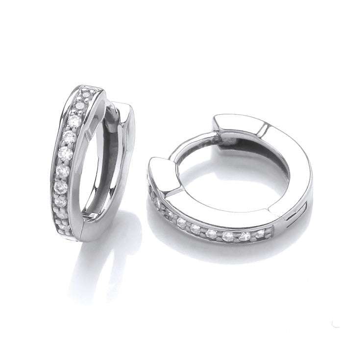 9ct Gold Diamond Hoop Earrings