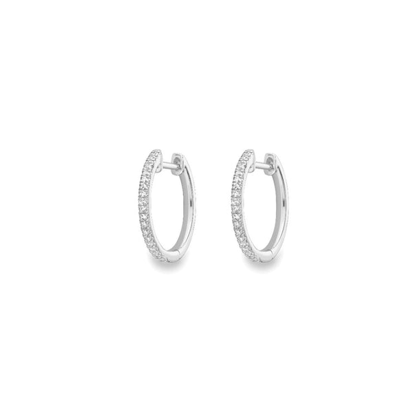 9ct White Gold Diamond Huggie Hoop Earrings