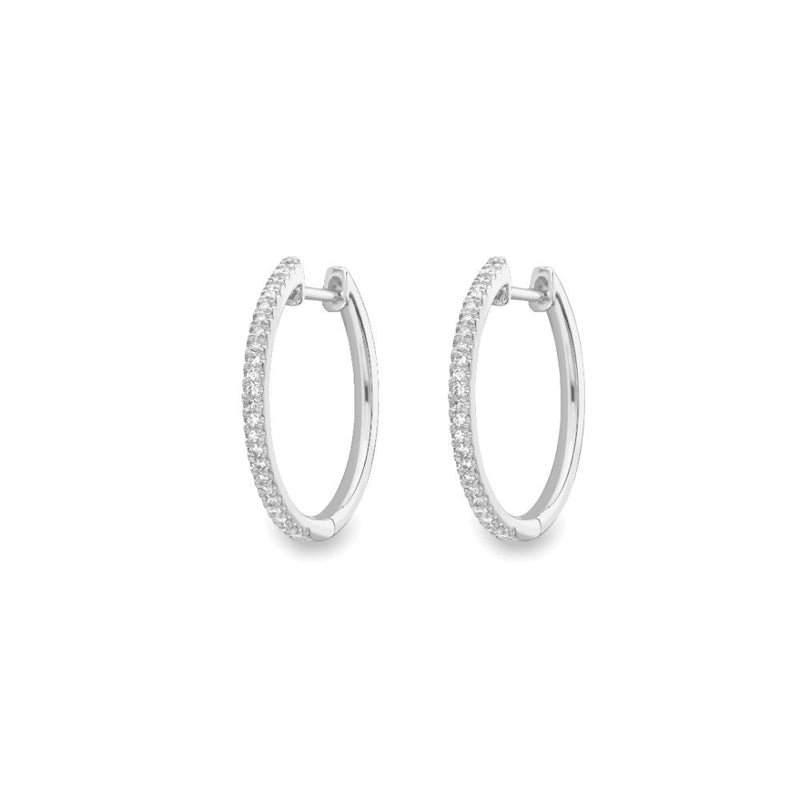 9ct White Gold Diamond Huggie Hoop Earrings