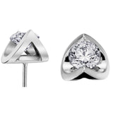 18ct White Gold Half Moon Diamond Earrings