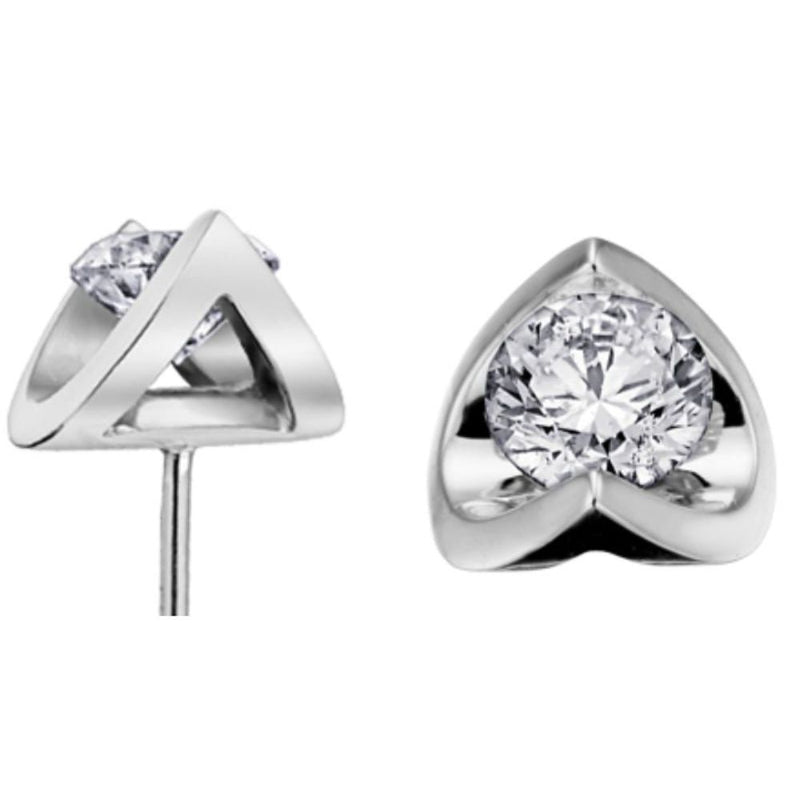 18ct White Gold Half Moon Diamond Earrings