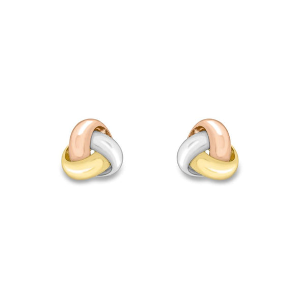 18ct Three Tone Gold Knot Earrings