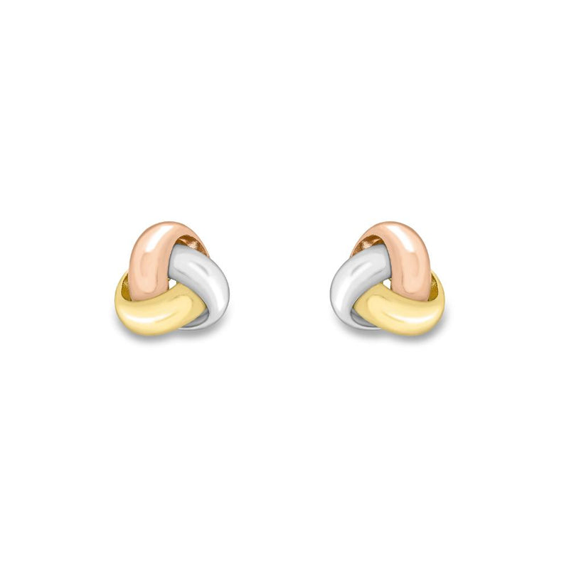 18ct Three Tone Gold Knot Earrings
