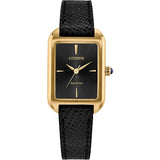 Citizen Classic Eco-Drive Gold Tone Steel Black Dial 35x24mm Ladies Watch EM1192-01E