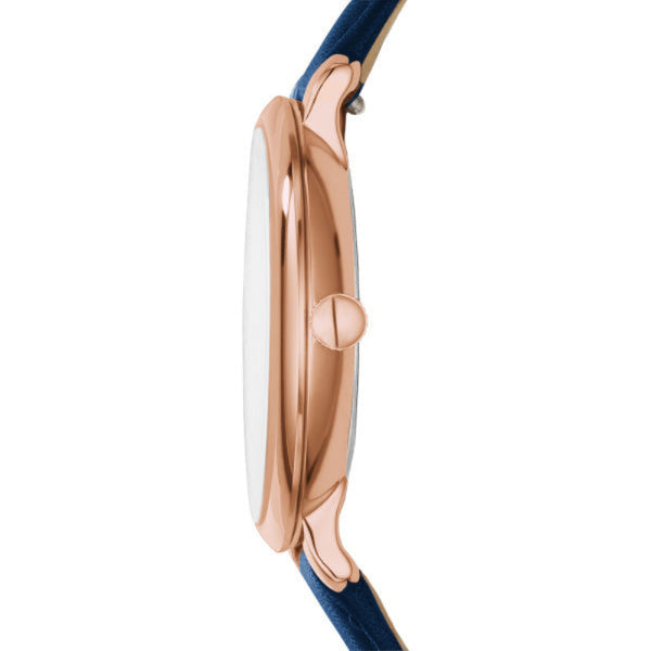 Fossil Jacqueline Quartz Rose Gold Steel Blue leather 36mm Watch ES3843
