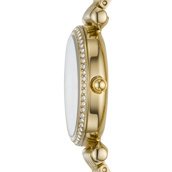 Fossil Carlie Mini Quartz Gold Steel Mother of Pearl Dial 28mm Ladies Watch ES4735