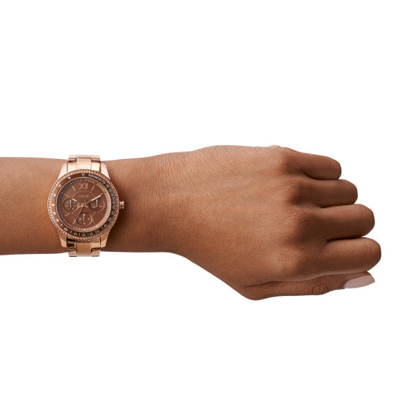 Fossil Stella Quartz Rose Gold Tone Steel 37mm Ladies Watch ES5109