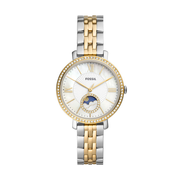 Fossil Jacqueline Quartz Two Tone Gold Steel Crystal 36mm Ladies Watch ES5166