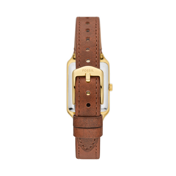 Fossil Raquel Quartz Gold Tone Steel Brown Leather 23mm Ladies Watch ES5303