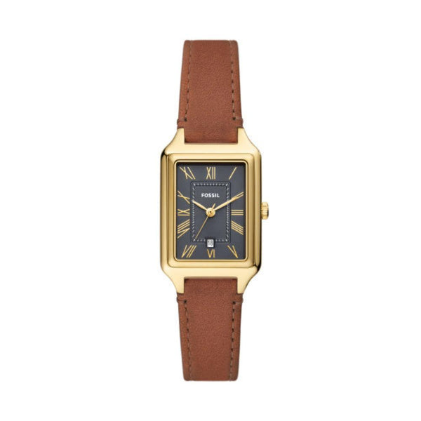 Fossil Raquel Quartz Gold Steel Leather Strap 23mm Ladies Watch ES5367