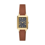 Fossil Raquel Quartz Gold Tone Steel Brown Leather 23mm Ladies Watch ES5303